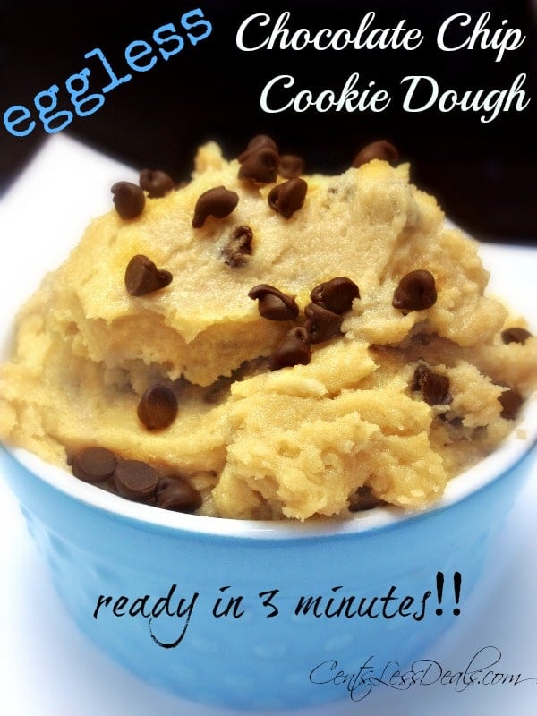 3 minute eggless chocolate chip cookie dough