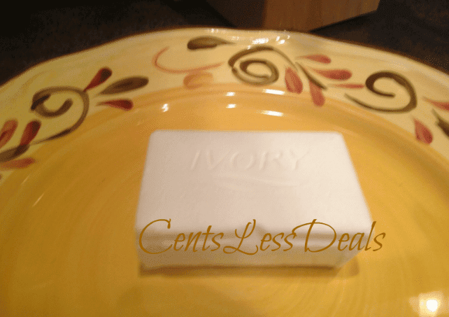 ivory soap bar on a plate