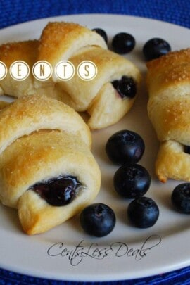Fruit & Cream Crescents on a plate with berries and text