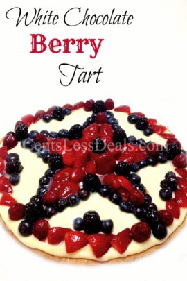 White Chocolate Berry Tart with berries and a title
