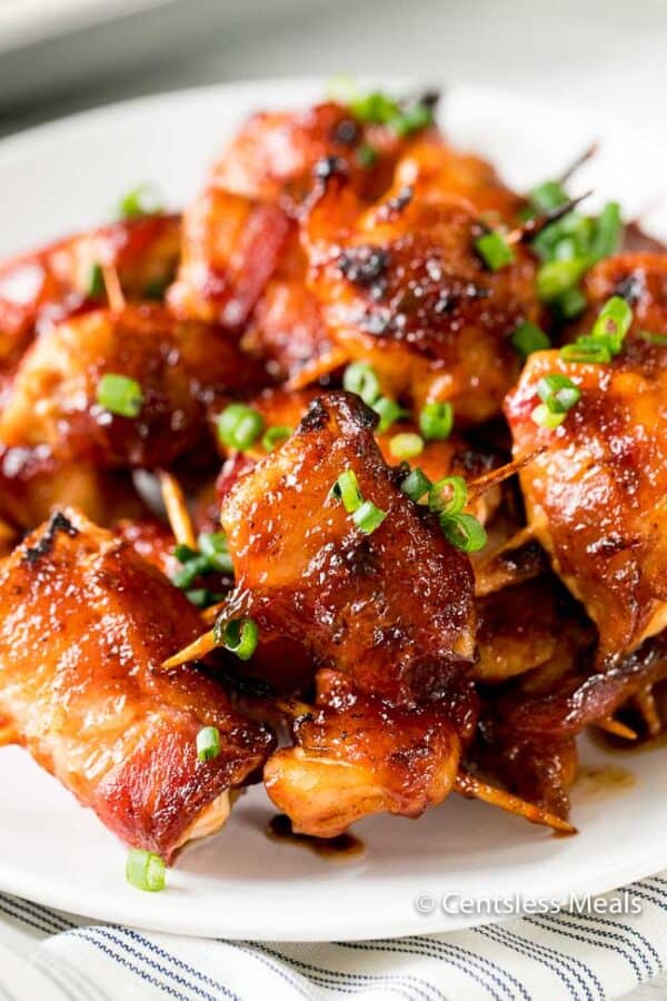 BBQ Bacon Wrapped Chicken Bites - The Shortcut Kitchen