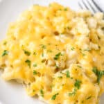 closeup of Baked Macaroni and Cheese on a plate