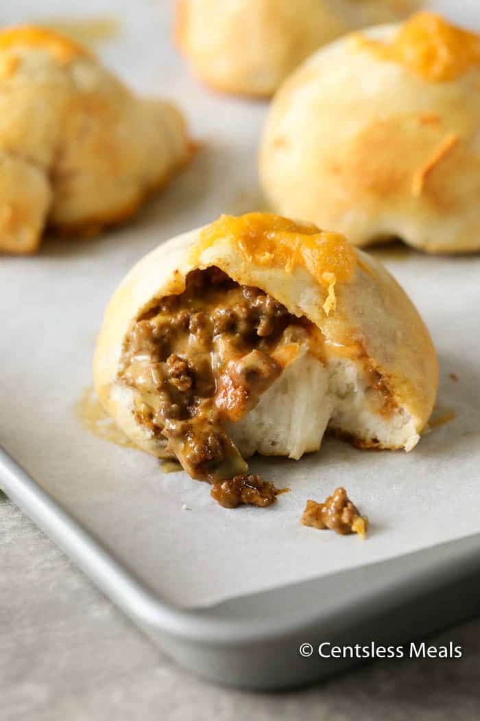 Biscuit Taco pockets on a baking sheet