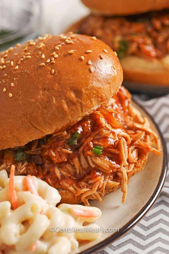 Slow Cooker Chicken Sandwiches using Trader Joe's BBQ Rub - Crisp Collective