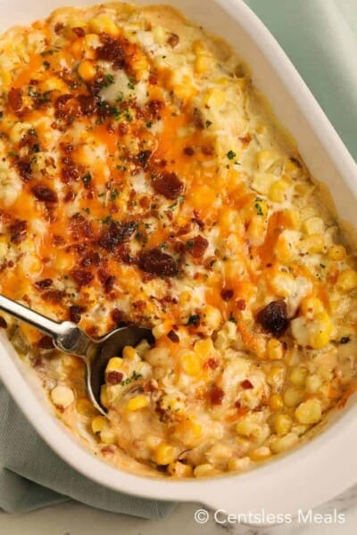 3 Cheese Corn Casserole with Bacon recipe {Indulge!} - The Shortcut Kitchen