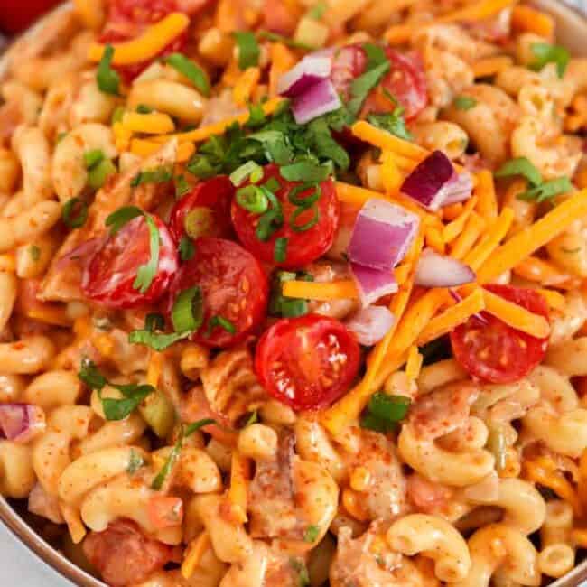 BBQ Chicken Macaroni Salad recipe {Picnic Perfect!} - The Shortcut Kitchen