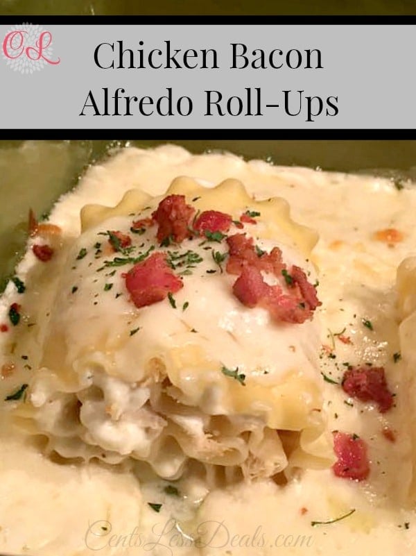 Chicken Bacon Alfredo Roll-Ups with a title