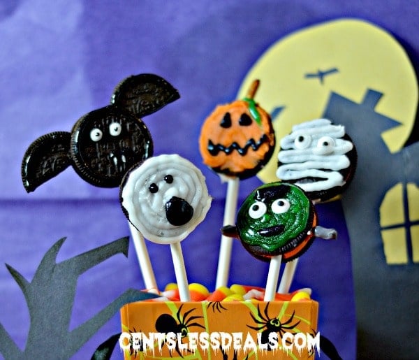 Monster pops in a dish with candy corn