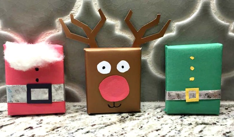 Gum wrapped as Santa reindeer and an elf for extra special stocking stuffers