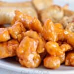 Easy orange chicken on a plate