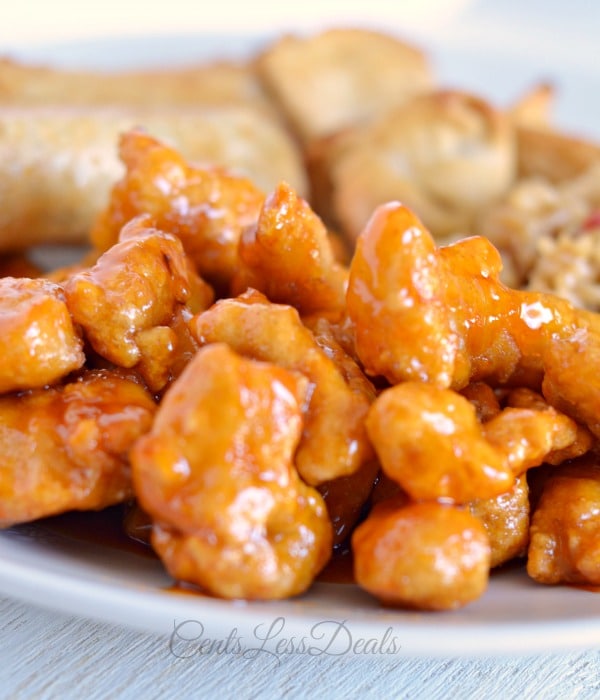 Easy orange chicken on a plate