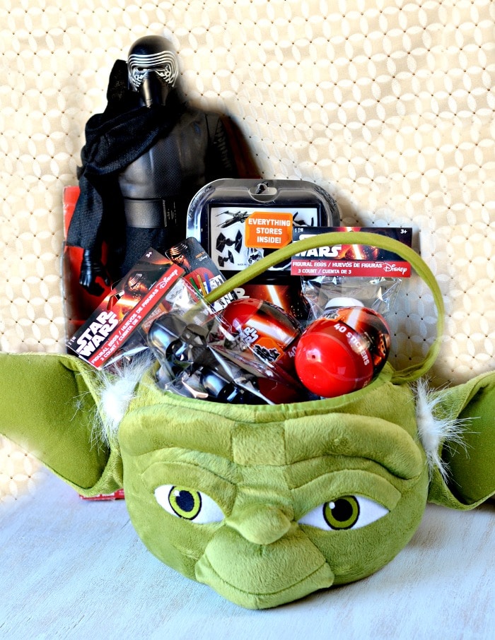 Yoda Easter basket filled with Star Wars toys