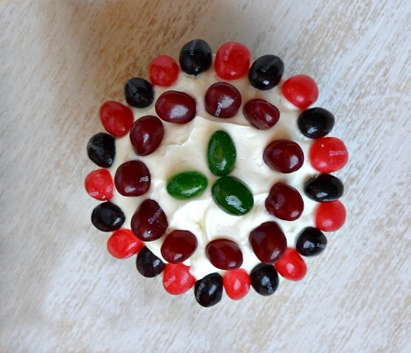 Jelly Bean flower cupcake with Starburst jelly beans