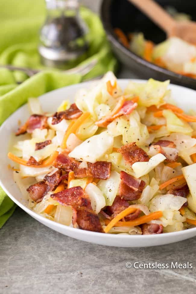 fried cabbage with bacon