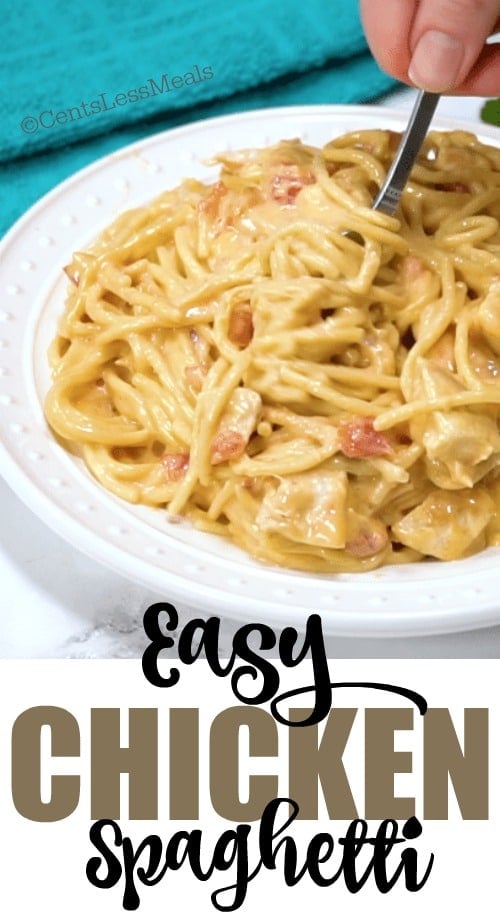 Easy Chicken Spaghetti - on the Stovetop or CrockPot! - CentsLess Meals