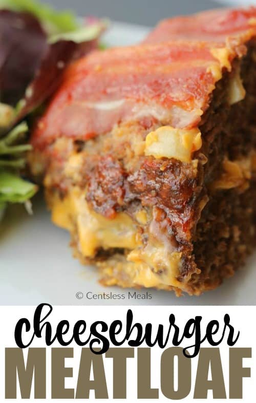 Cheeseburger meatloaf with a title