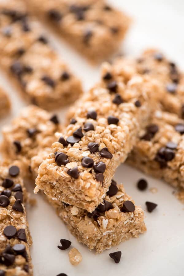 No Bake Chocolate Chip Granola Bars The Shortcut Kitchen