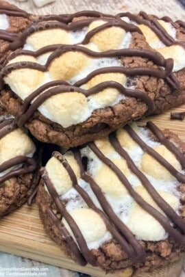 Mississippi Mud Cookies on a wooden board