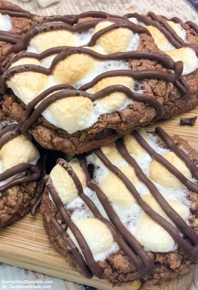 Mississippi Mud Cookies on a wooden board