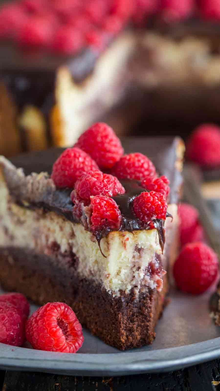 Brownie Bottom Raspberry Cheesecake - CentsLess Meals