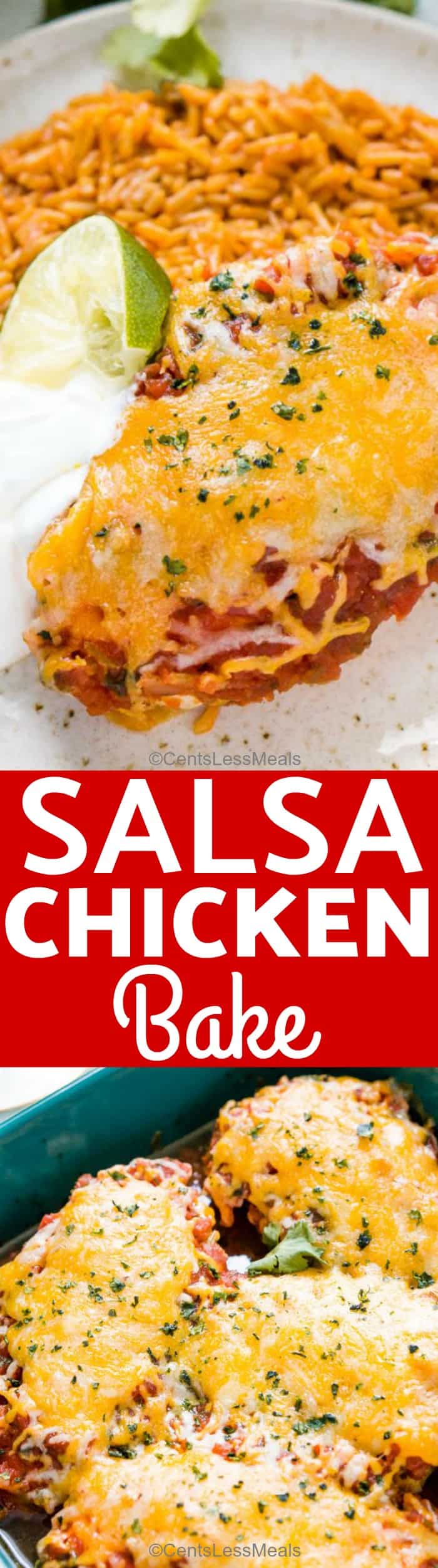 Salsa Chicken Bake with a title