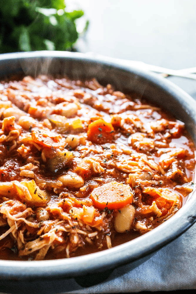 Chicken stew in a pan