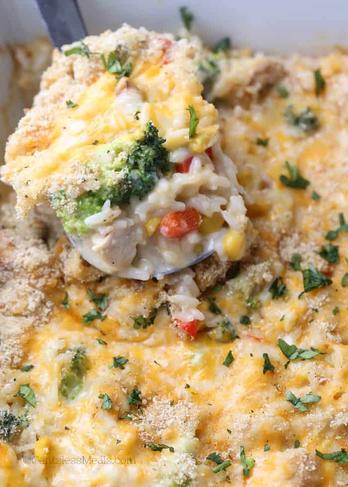 spoonful of Chicken broccoli rice casserole