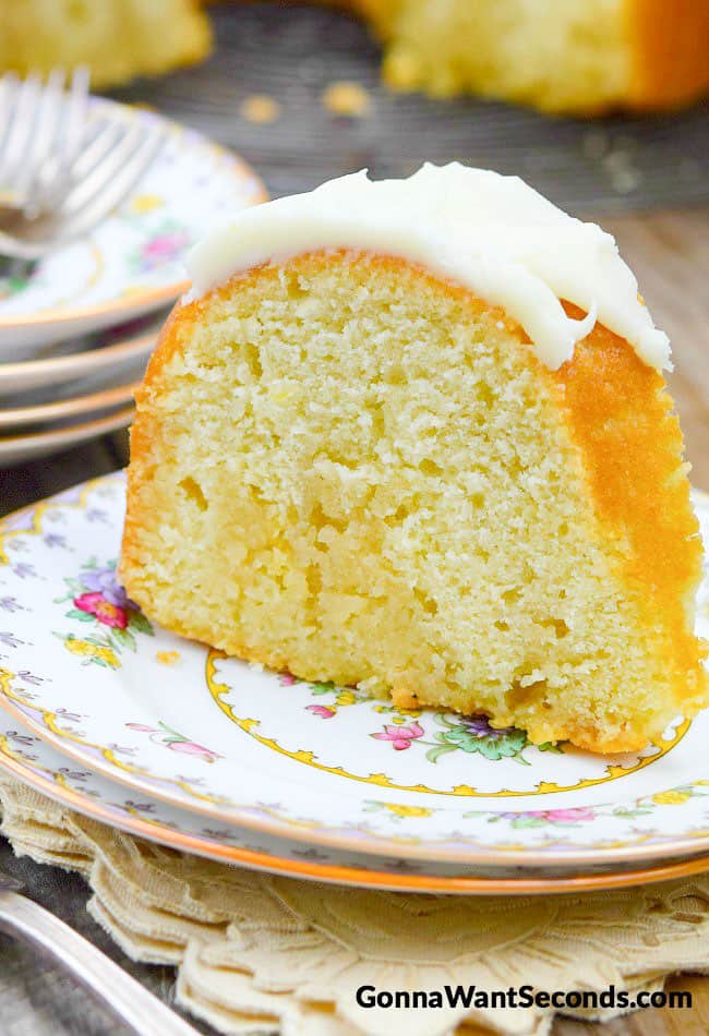 Kentucky butter cake on a plate with icing