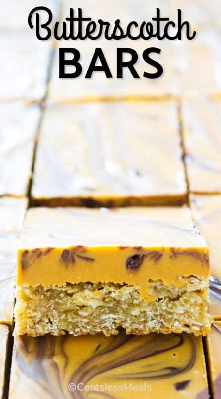 Butterscotch bars with writing