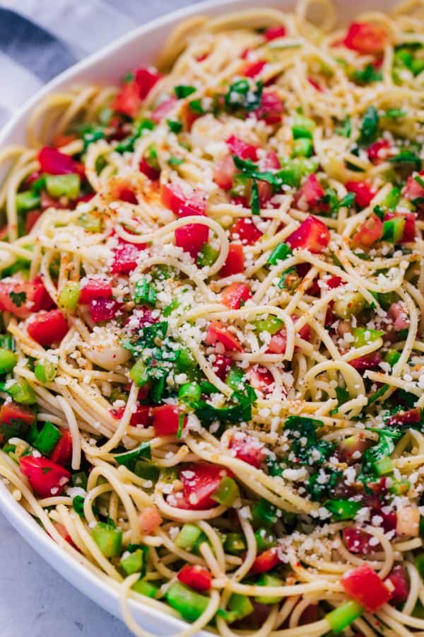 Easy Spaghetti Salad Recipe The Shortcut Kitchen