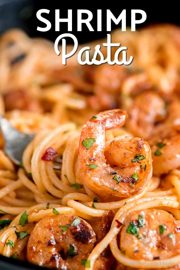 Bang Bang Shrimp Pasta is a super quick and delicious dish that is perfect for busy nights. In just 20 minutes you'll be sitting down to a creamy satisfying dinner. #centslessmeals #shrimpdinner #pastadinner #easydinner #easyrecipe #bestrecipe #spicyshrimp #seafoodrecipe