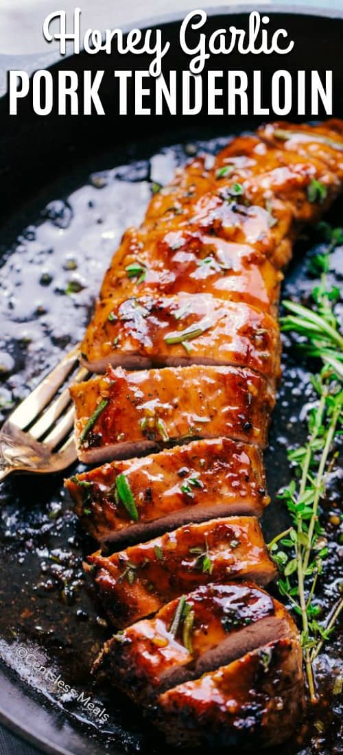 Roasted Pork Tenderloin in a cast iron pan