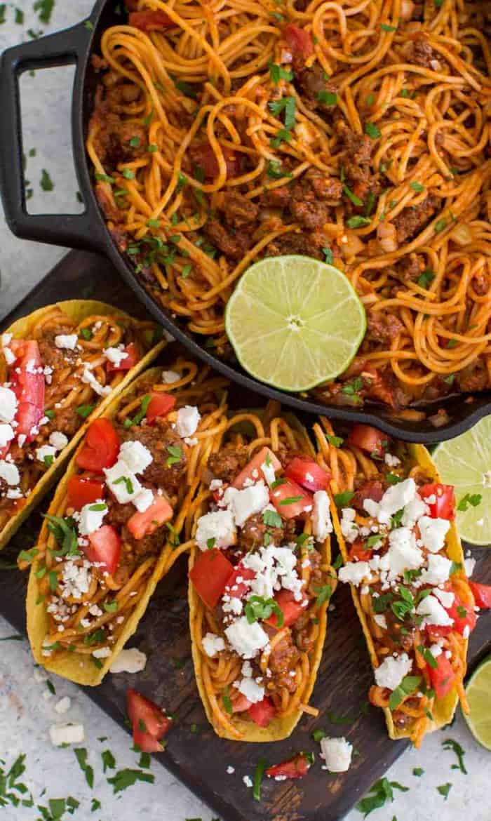 Spaghetti Tacos Recipe The Shortcut Kitchen