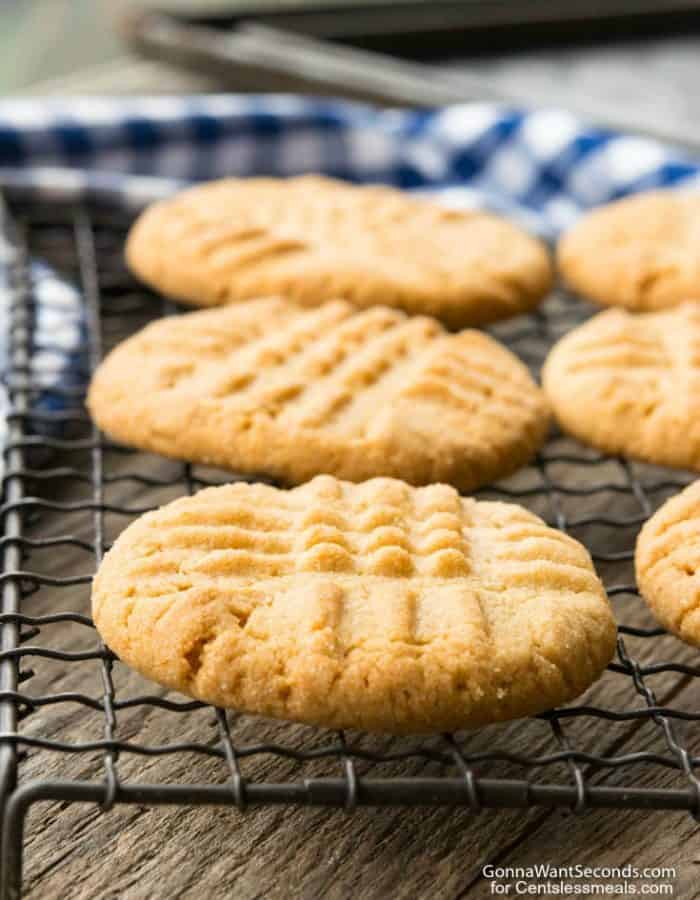 Peanut Butter cookies on a baking rack