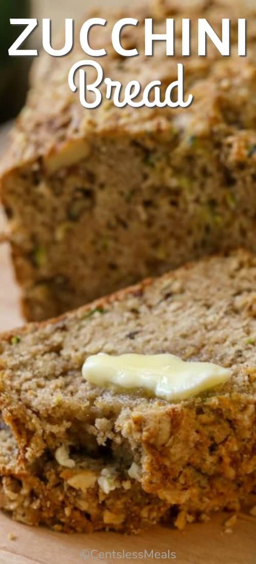 Zucchini Bread is a moist and delicious quick bread that makes the perfect afternoon snack for your family! #centslessmeals #zucchinibread #quickbread #gratedzucchini #zucchini #easyrecipe #easysnack #easybread #bestrecipe