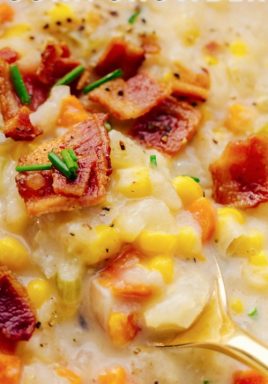 Crockpot Corn Chowder with Potatoes &amp; Bacon Recipe | Centless Meals