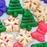Spritz cookies with colors and sprinkles