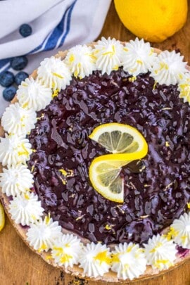 Blueberry Cheesecake garnish with lemon zest