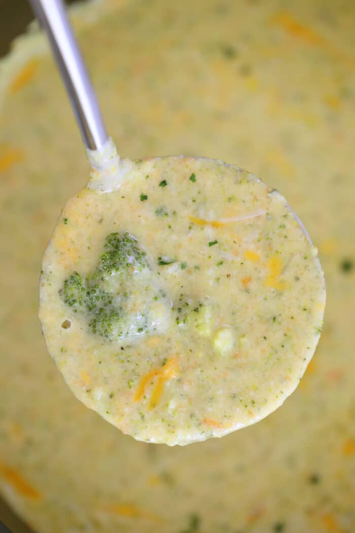 Broccoli Soup in a ladle