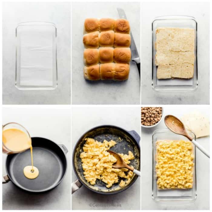 Steps to show how to make a breakfast sandwich