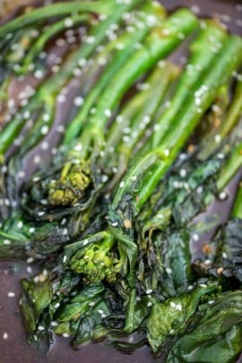 Chinese Broccoli with sesame seeds and sauce