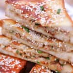 Chinese Shrimp Toast with sesame seeds and green onions