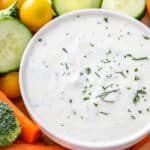 Easy veggie dip in a white bowl with veggies on the side