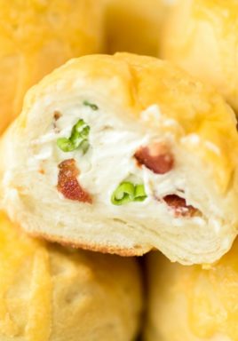 Bacon cream cheese biscuits with a title