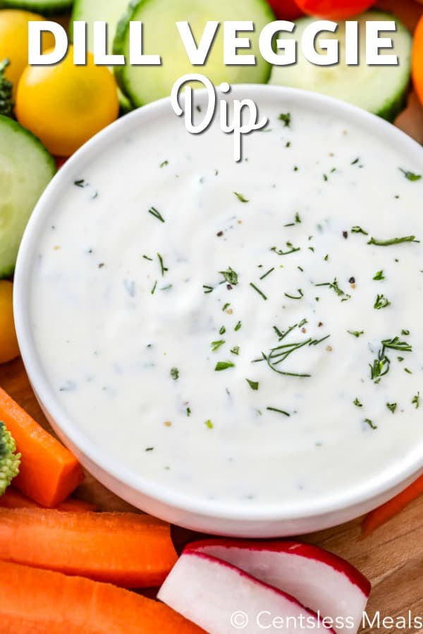 Dill Veggie Dip in a white bowl