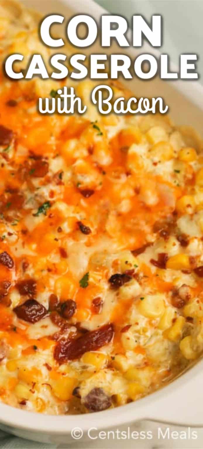 3 Cheese Corn Casserole with Bacon recipe {Indulge!} - The Shortcut Kitchen