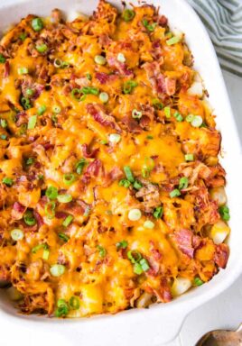 Close up of BBQ Chicken Bake Casserole