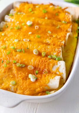 Breakfast Enchiladas in a casserole dish
