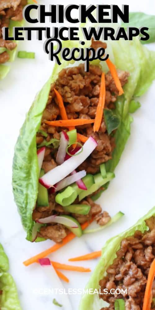 Chicken Lettuce Wraps Recipe with a title.