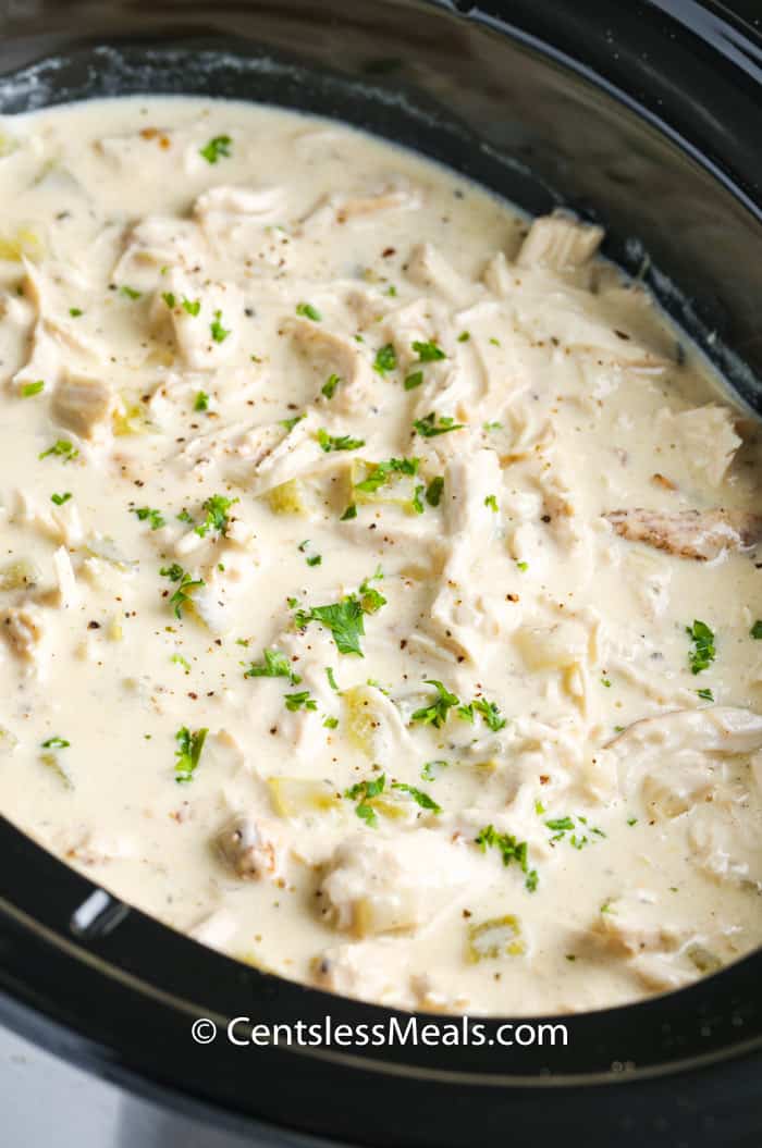 Creamy Crock Pot Chicken in the crockpot